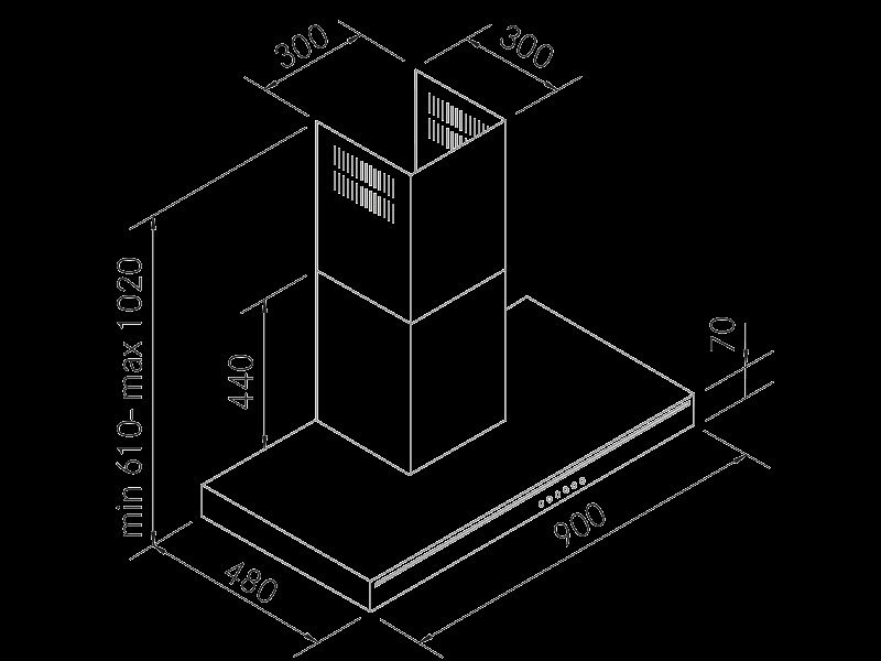 Okap Frecan ANTARES Mural 90 cm – Silnik S800 – Czarny – Nowy