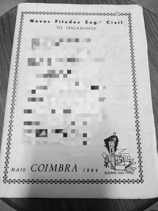 Pequena brochura com caricaturas dos novos  fitados em Eng. Civil 1984