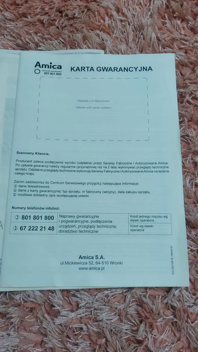 Suszarka do ubrań amica 11kg.