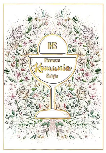 Karnet A5 Komunijny, Kielich W Kwiatach. Henry. Nowy Produkt