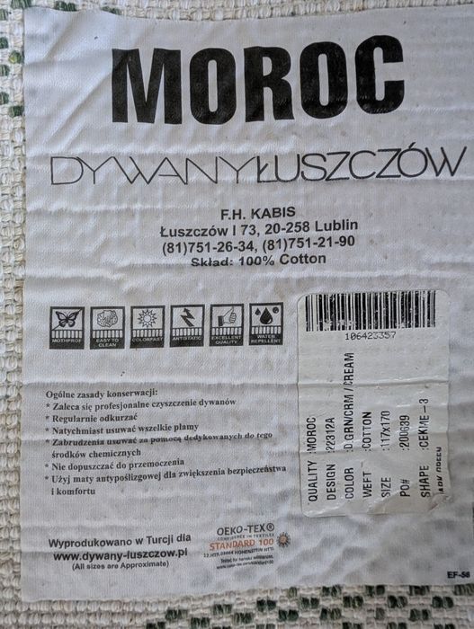 Dywan boho 100% bawełna Dywany Łuszczów MOROC 117x170 zielony / krem