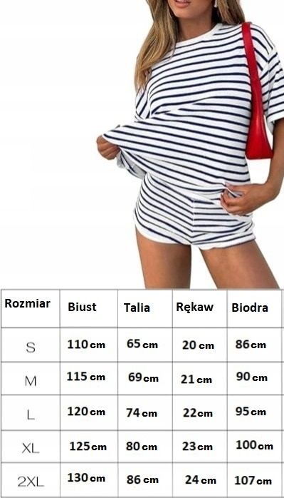 Damski dres dwuczęściowy, wiskozowy, w paski, XL, biało-brązowy