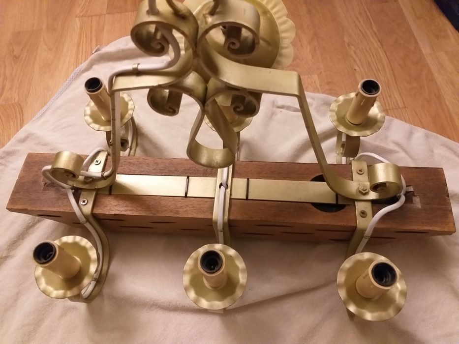 Lampa drewno kolor złoty