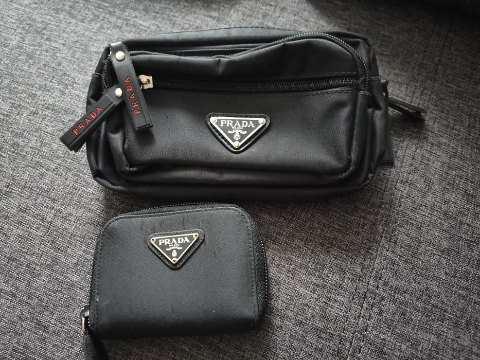 Nerka saszetka i portfelik z logo Prada