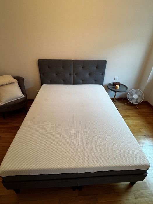Cama Emma + colchão Hybrid como novo 150x200