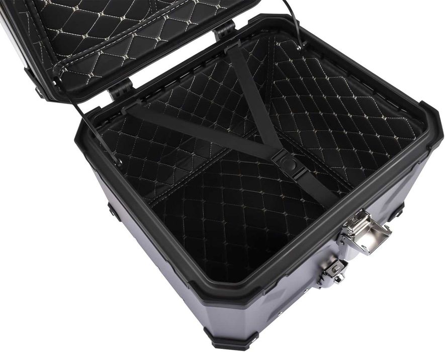 ALUMINIOWY kufer motocyklowy centralny CZARNY 45L / 55L / 65L+ PŁYTA
