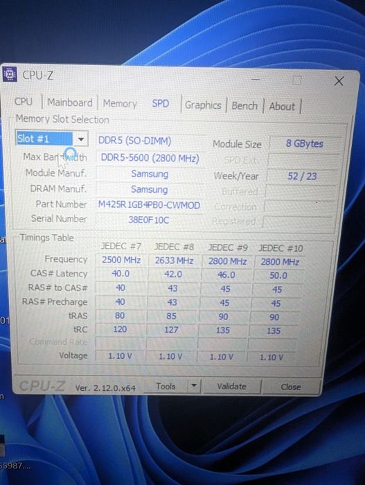 DDR5 sodimm 8gb samsung 5600mhz