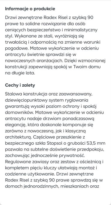 Sprzedam drzwi zewnetrzne prawe z oscieznica