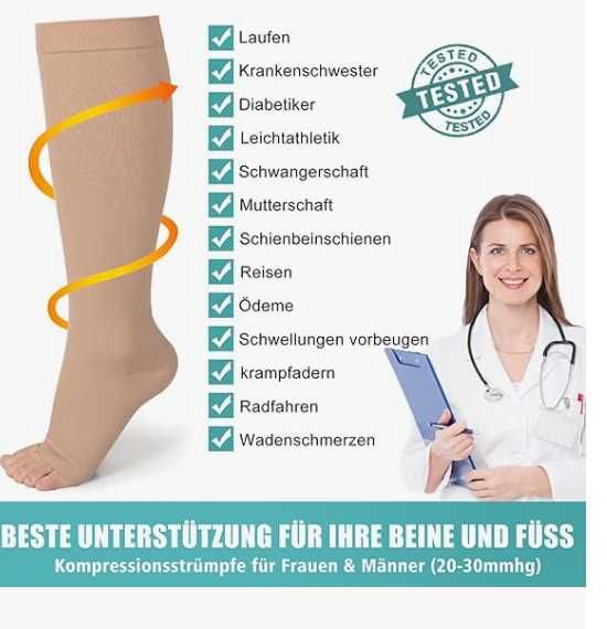 Evolyline podkolanówki uciskowe 20-30 mmHg XL 2 pary