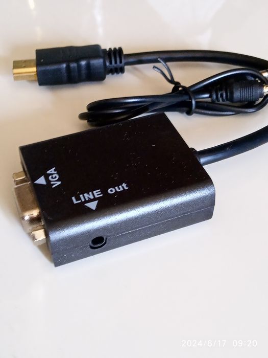 HDMI - VGA адаптер конвертер видео + аудио, 1080P Кабель  HDMI -VGA