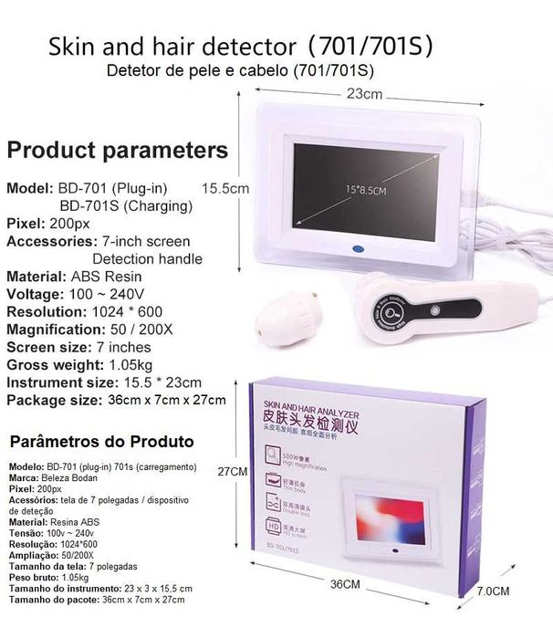 Máquina de Análise do Cabelo e da Pele (NOVA E PROFISSIONAL)