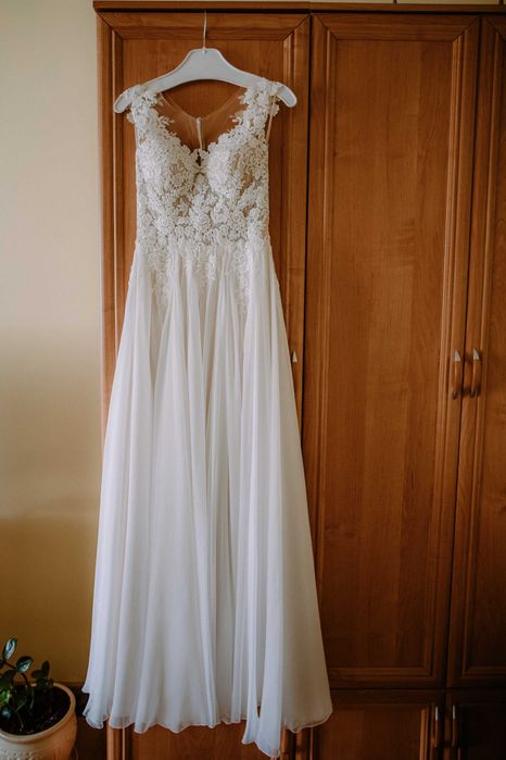 Romantyczna suknia ślubna Koletta Sand, rozmiar 36