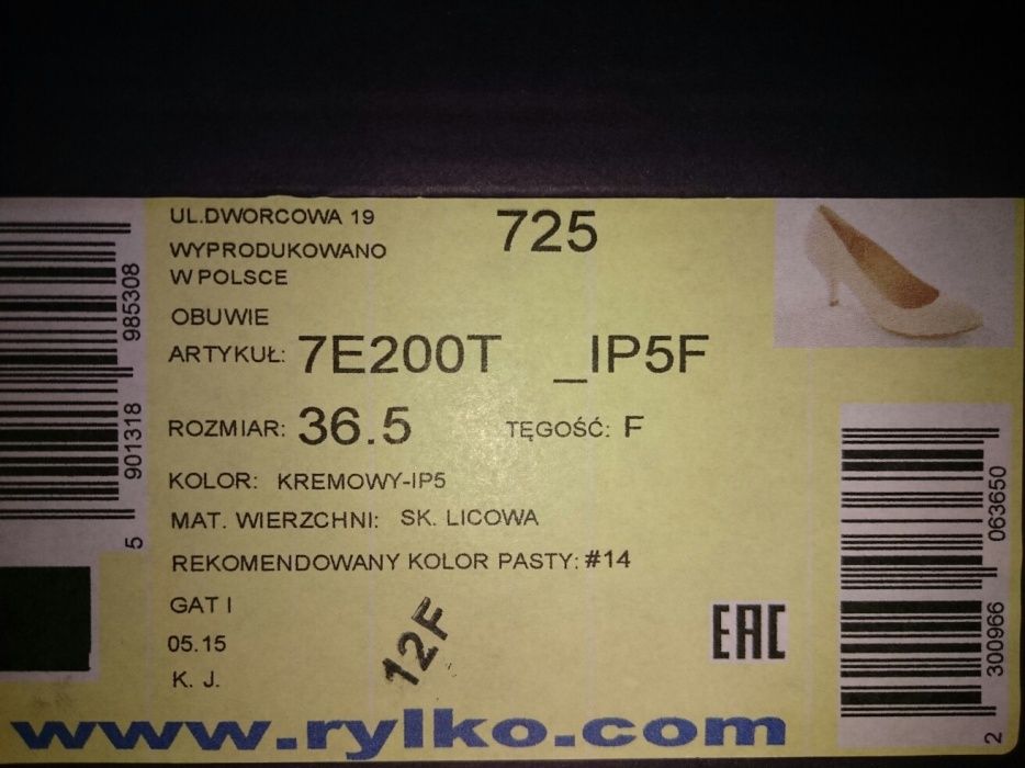 Buty/szpilki/pantofle kremowe Ryłko, roz. 36,5