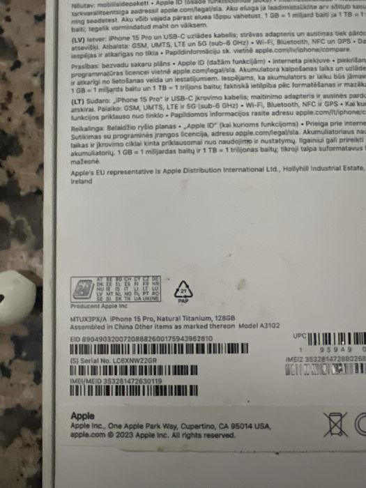 Oryginalne sluchawki douszne przewodowe Apple EarPods IPhone 15 Pro