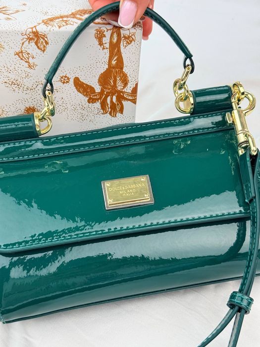 Сумка Dolce & Gabbana Mini Sicily Green Patent Leather with Gold Hardwa