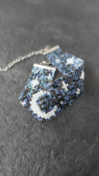 Bransoletka handmade z koralików Miyuki „Nocne Niebo”