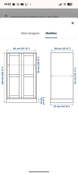 HAVSTA Vitrina c/rodapé, branco/vidro transparente, 81x37x134 cm