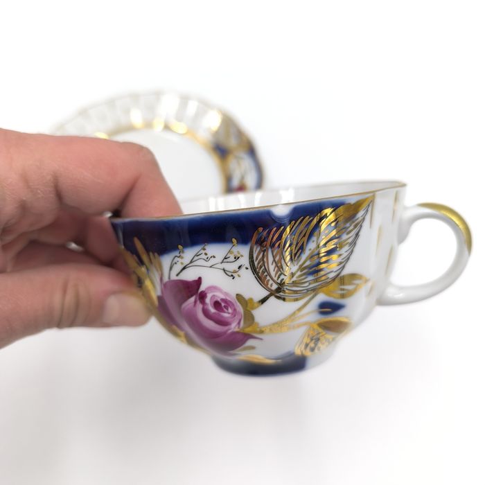 Łomonosow Talerzyk Filiżanka Porcelana