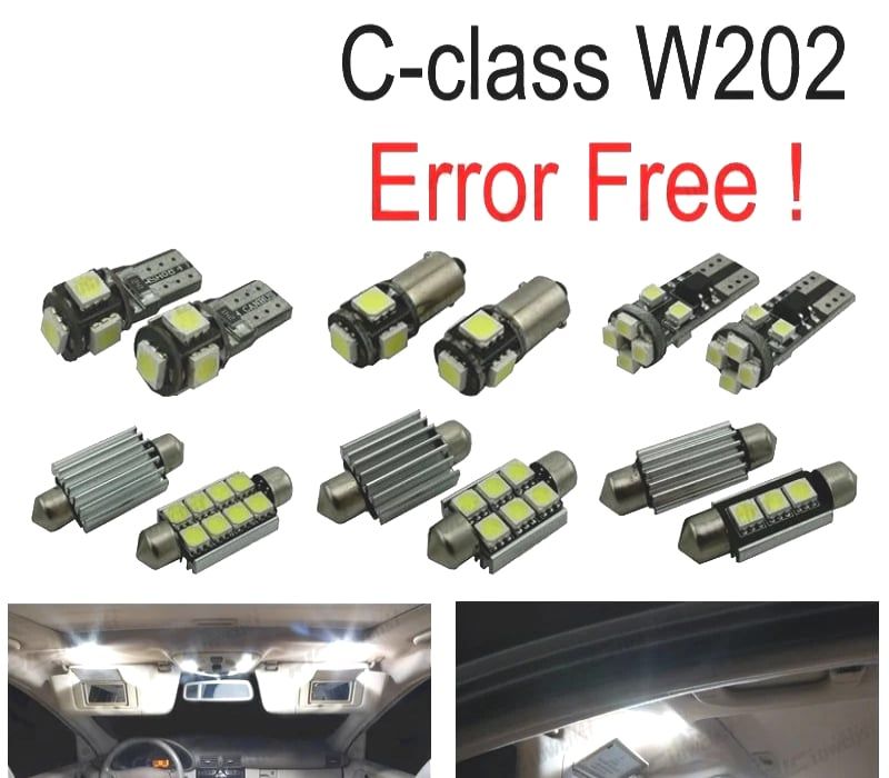 KIT COMPLETO DE 9 LAMPADAS LED INTERIOR PARA MERCEDES CLASE C W202 C220 C230 C280 C43 AMG 93-99