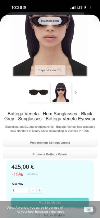 Окуляри BOTTEGA VENETA
Black & Brown Hem Sunglasses