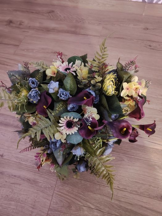 Kompozycja stroik serce rękodzieło na grób cmentarz