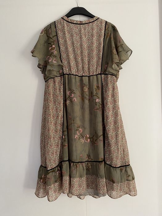 Sukienka zwiewna wzorzysta H&M rozmiar L 40 wiązanie