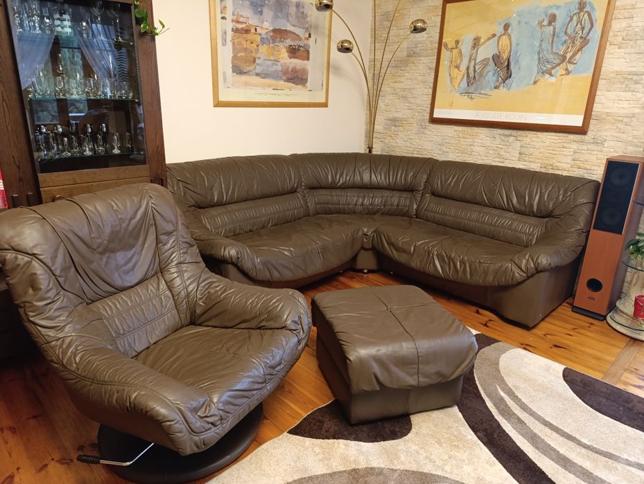 Komplet skórzanych mebli wypoczynkowych