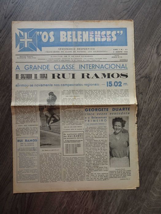 Antigo Jornal Belenenses 6 de Agosto 1954