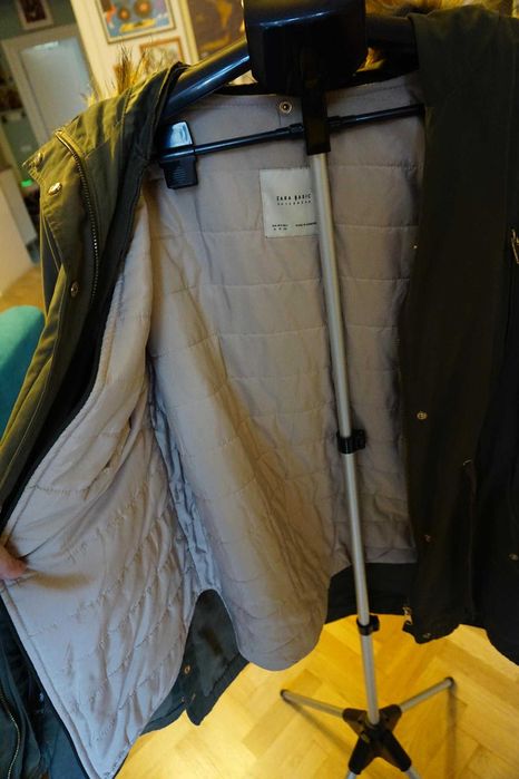 Kurtka khaki M 38 ZARA parka jesienna zimowa podpinka ocieplana lekka
