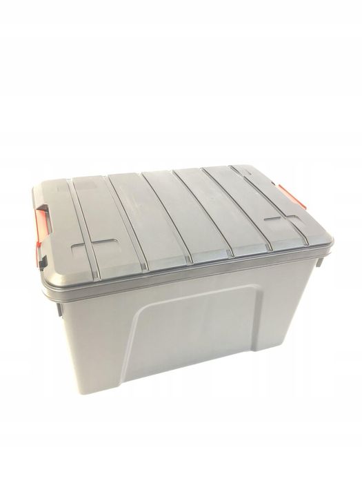 Zestaw dużych plastikowych pudeł 60L z pokrywą do garażu i piwnicy