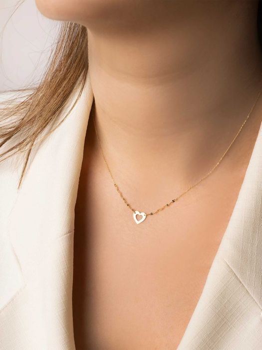 Złoty naszyjnik celebrytka 585 serce splot kawa