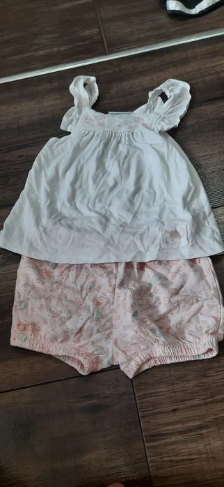 Komplet bloomersy i bluzeczka baskinka organic cotton 86 pudrowy