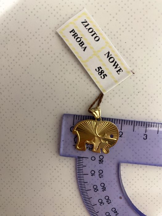 Nowa, ZŁOTA Zawieszka SŁONIK, 0,90 g, próba 585, 14K