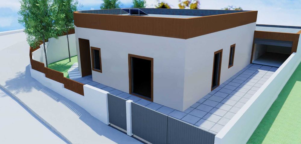 Moradia T4 Térrea 140m2 Palmela NOVA a terminar com garagem Pé Direito 3,40m 3wc