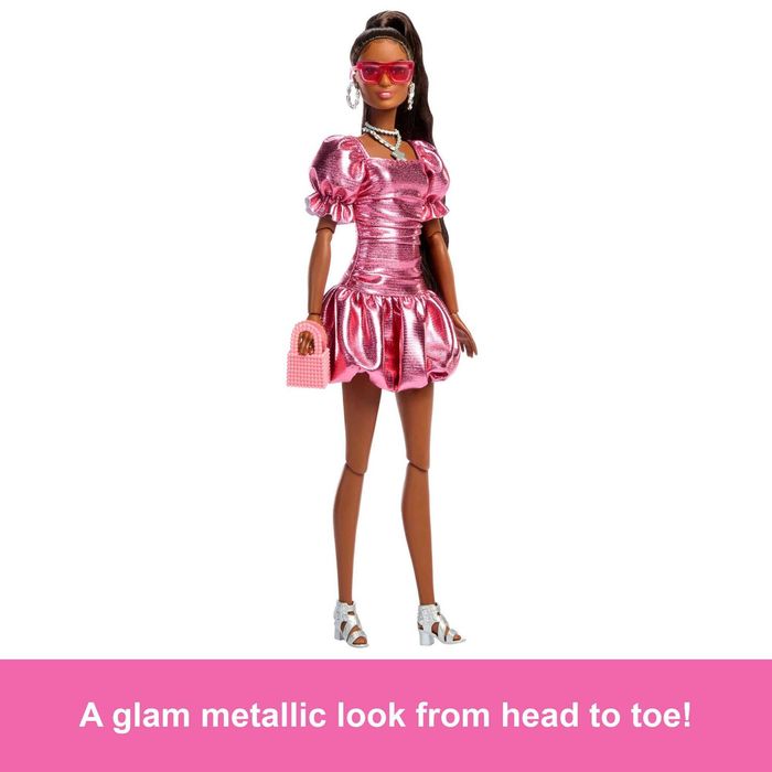 Лялька Барбі Делюкс Barbie Deluxe Style 6 Metallic Coral Pink Dress JFP41