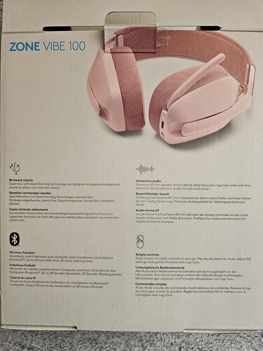 Навушники Logitech Zone Vibe 100 Wireless Rose нові