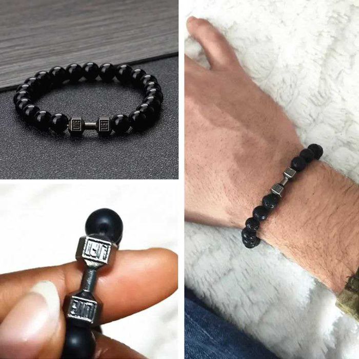 Стильний чоловічий браслет з натурального каменя,  мужской браслет