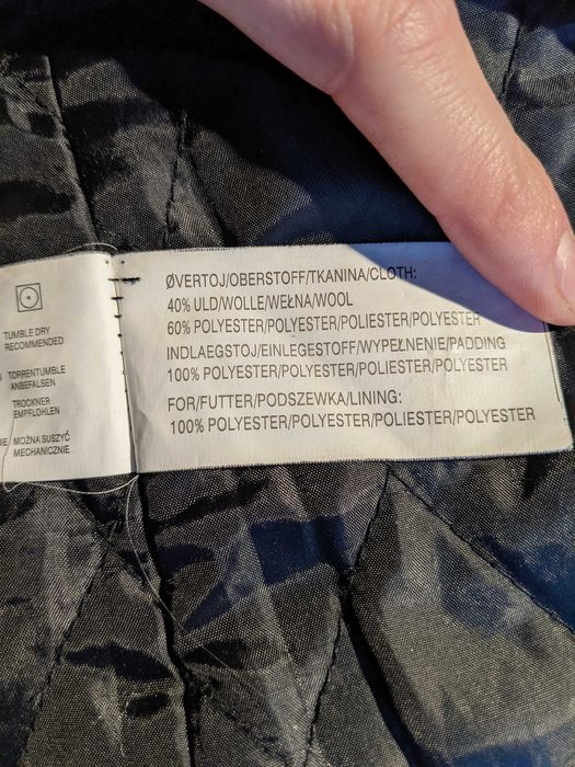 Plaszcz wełniany dwurzędowy Carry M biało-czarny ciepły ocieplany