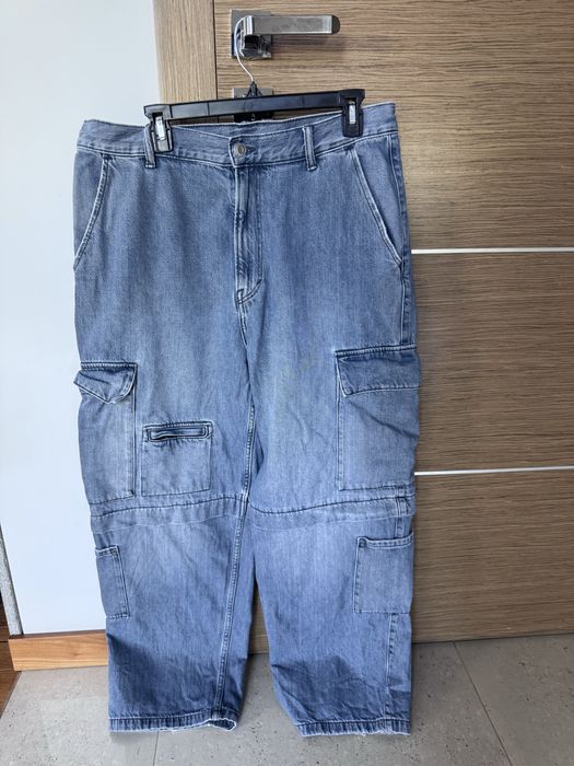Granatowe spodnie/jeansy H&M - baggy fit