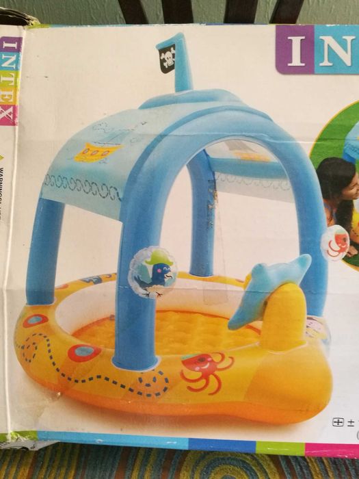 Piscina bebe com proteção solar lindo brinquedo par crianças como nova