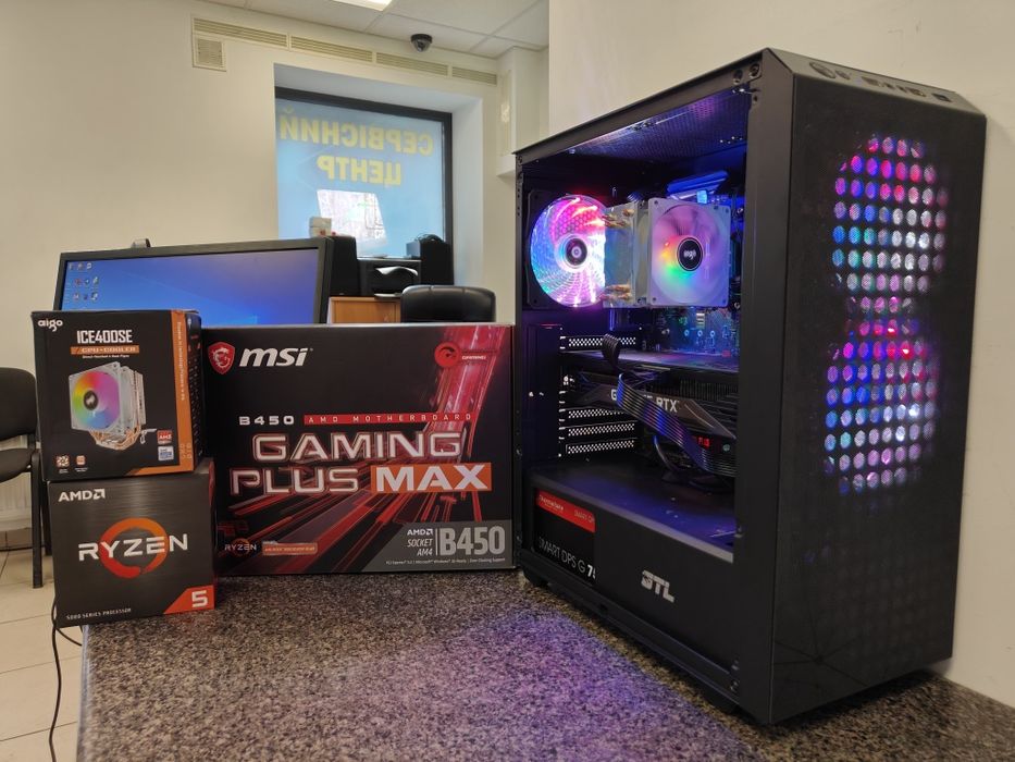 Гарантия!Игровой ПК Ryzen 5 5600/RTX 3070-8Gb/DDR4 16Gb/SSD 500Gb