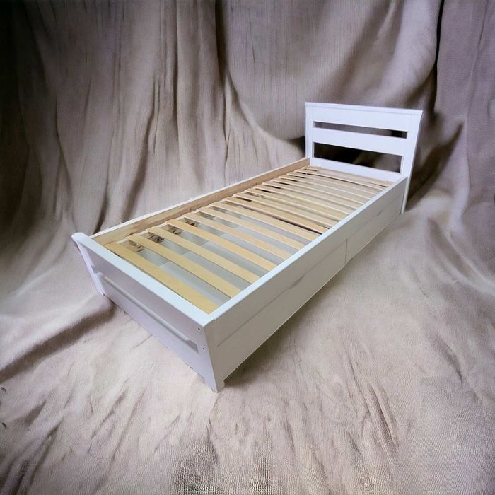Ліжко односпальне,ліжко біле, ліжко з шухлядами