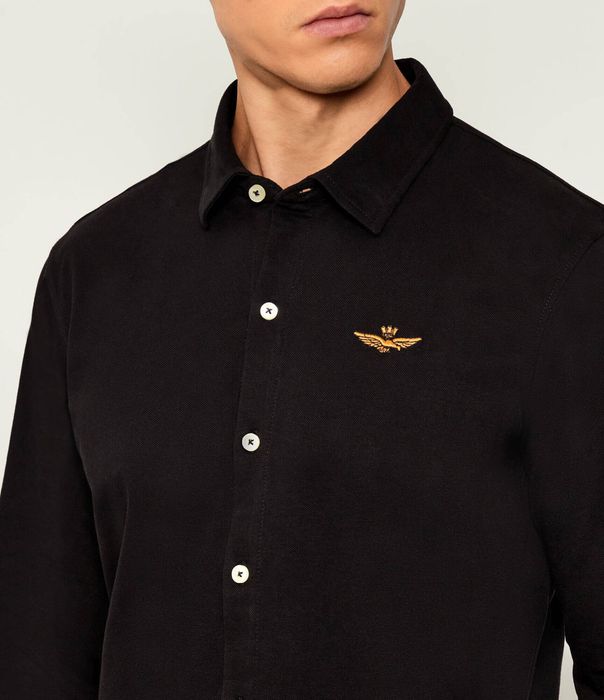 Aeronautica Militare koszula męska 252CA1265UP00342 – czarna, Regular Fit S