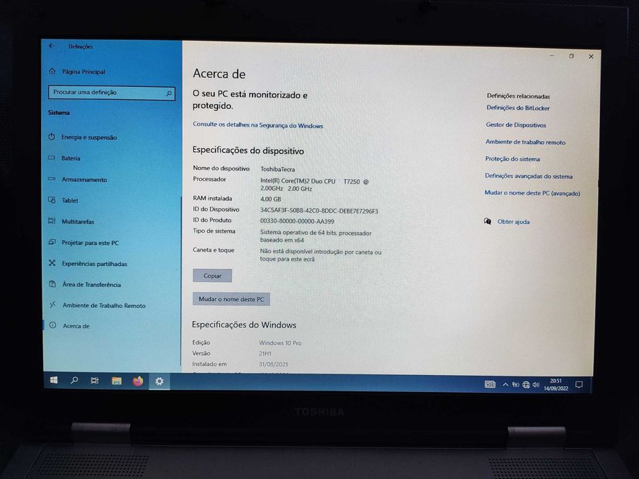 Portátil Toshiba Tecra A9, carregador original