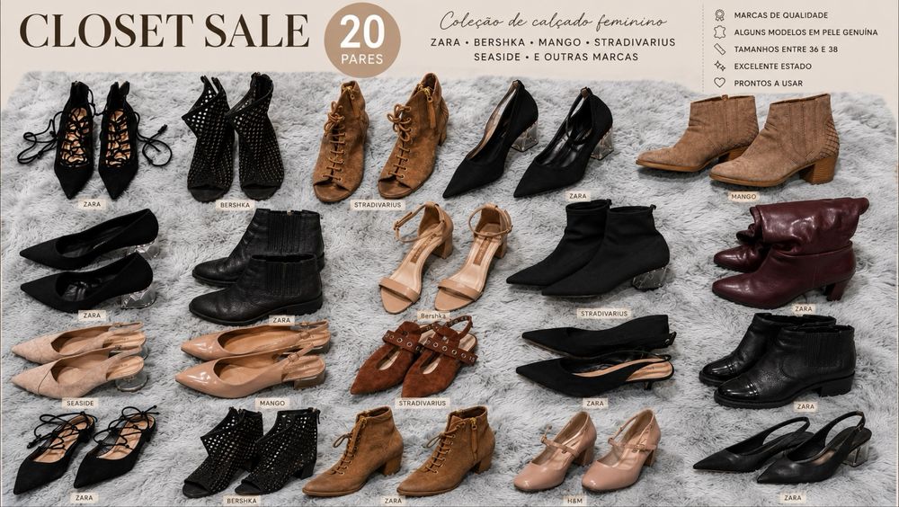 Lote 20 pares calçado feminino