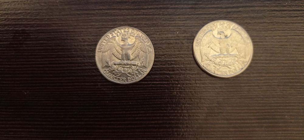 Монета liberty quarter dollar перевертень