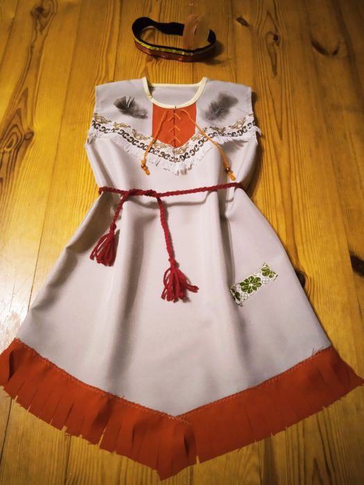 Nowy Strój Indianki 128 Pocahontas Indianka Turniczka i Opaska Bal