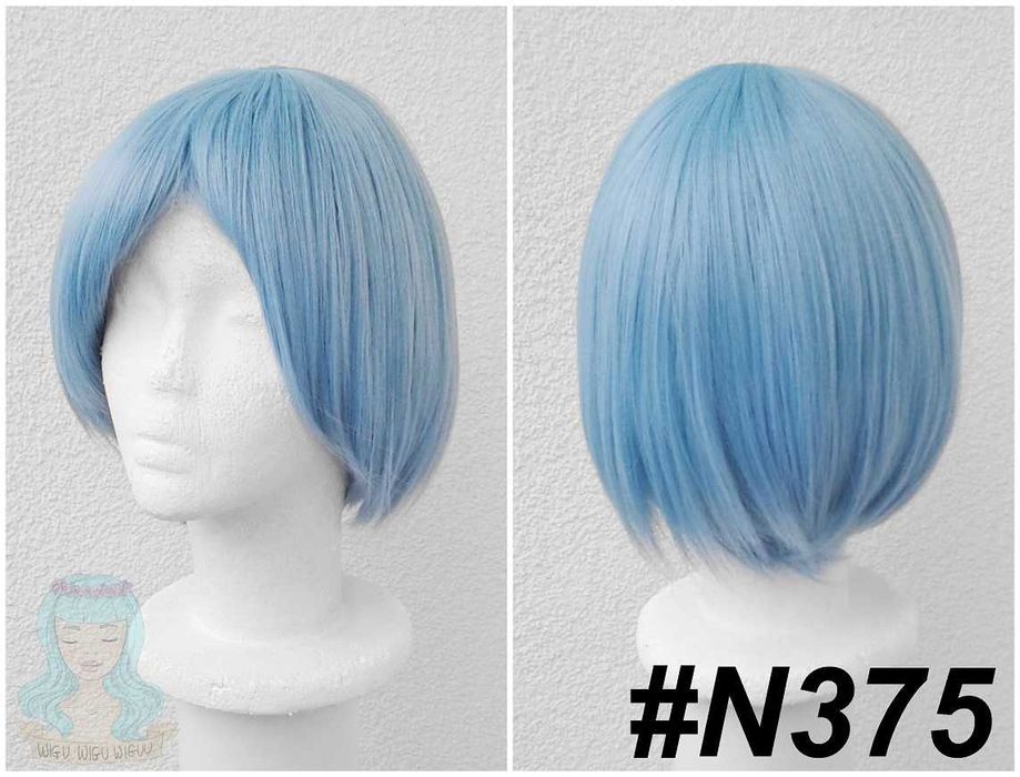 Rei Ayanami NGE wig peruka krótka błękitna z grzywką niebieska cosplay