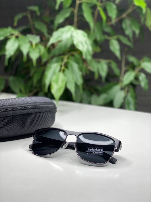 Сонцезахисні окуляри Hugo Boss чоловічі чорні матові Polarized UV400 окуляри для водіння від сонця поляризація зручні на кожен день
