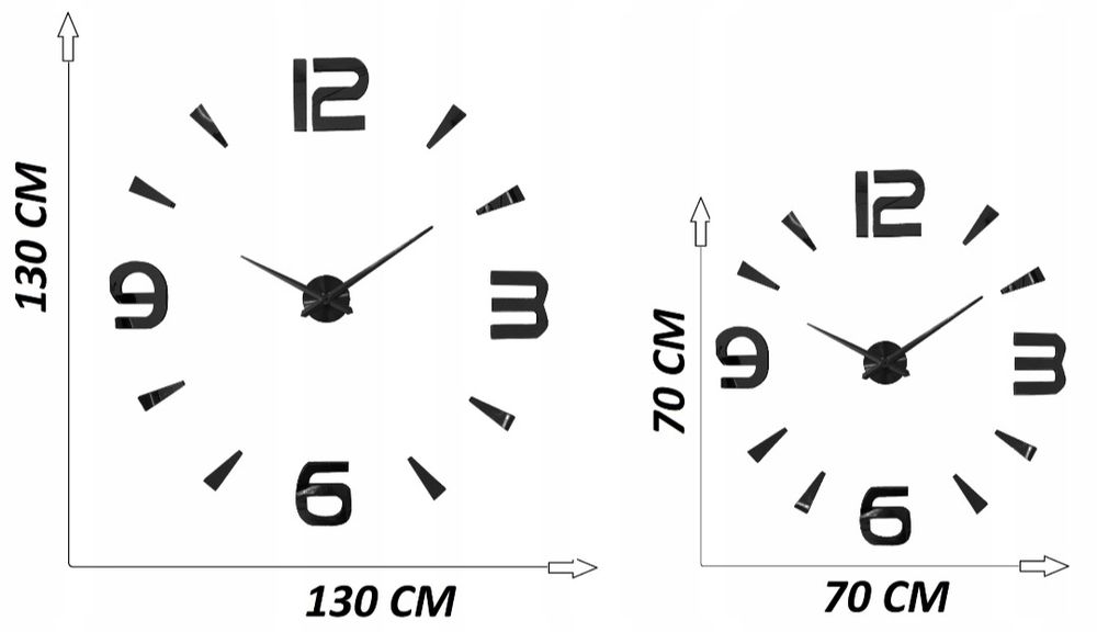 Zegar ścienny zegar na ścianę duży 3D lustrzany DIY mechanizm naklejan